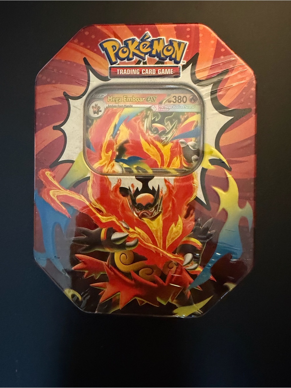 Pokémon Ascended  Heros Mega Emboar EX Collector Tin - Red Fire Design